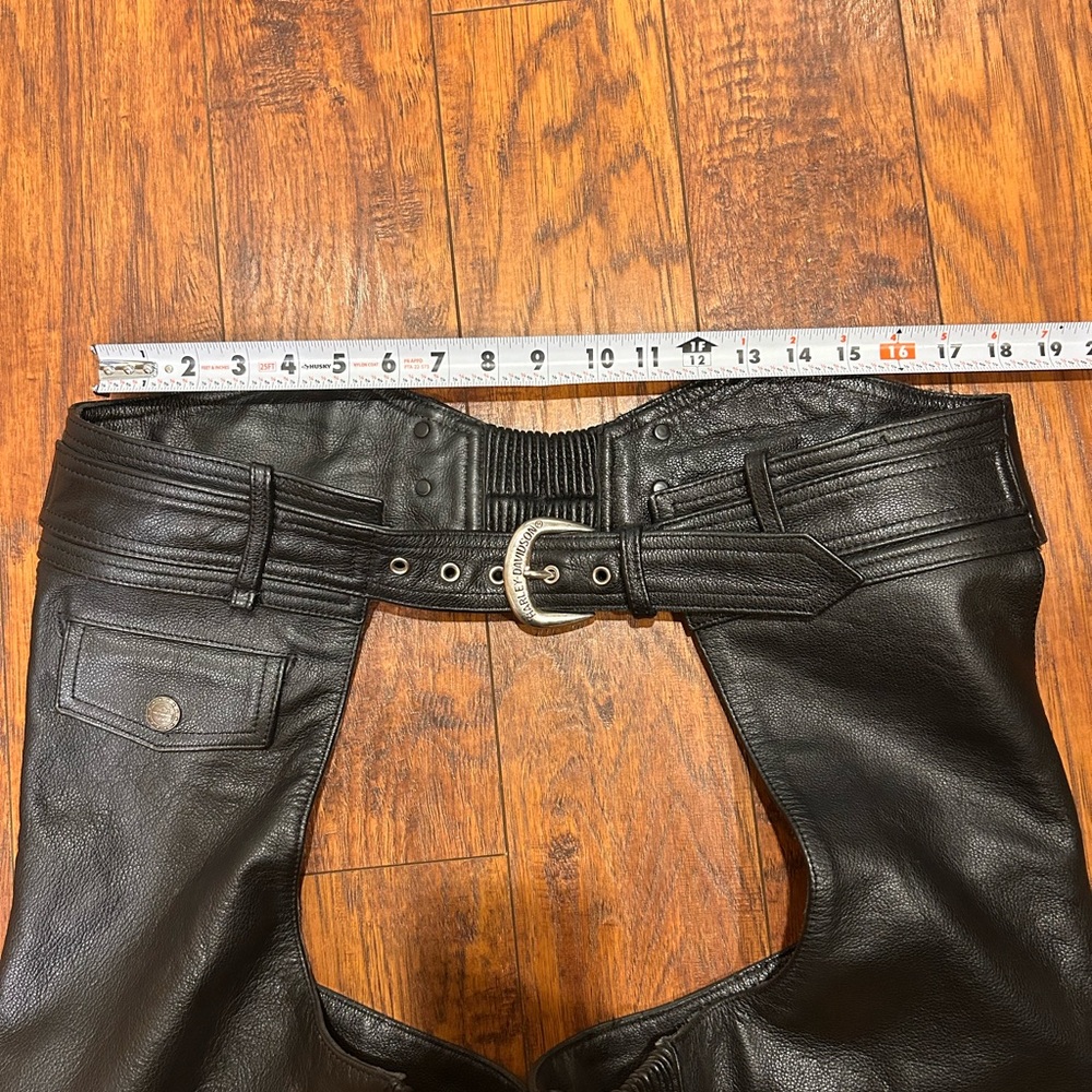Harley Davidson men’s Stock II leather chaps black size Medium - Picture 5 of 7